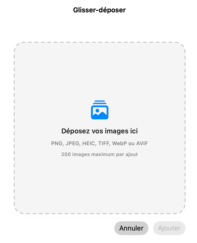 Import par glisser-déposer dans CaptainShot